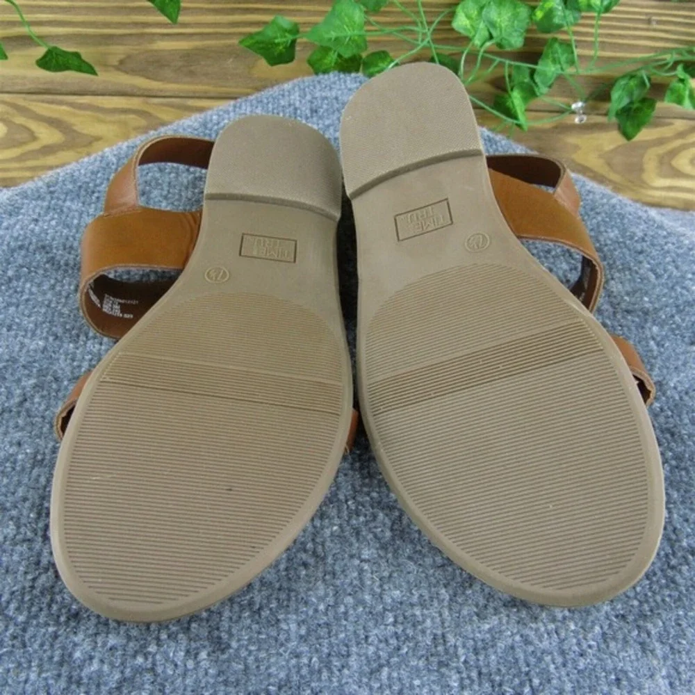Time And Tru Women Ankle Strap Sandal Shoes‎ Brown Synthetic Size 7.5 Medium